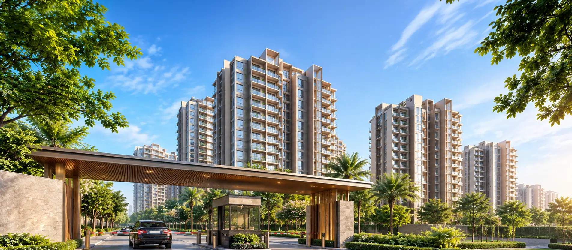 Experion One 42 Entrance Gate Main entrance gate at Experion One 42 with the residential towers behind, Sector 42 Golf Course Road Gurgaon